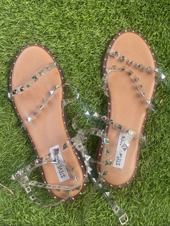 Steve Madden Shoes - Steve Madden Clear Studded Sandals with Tan Insole